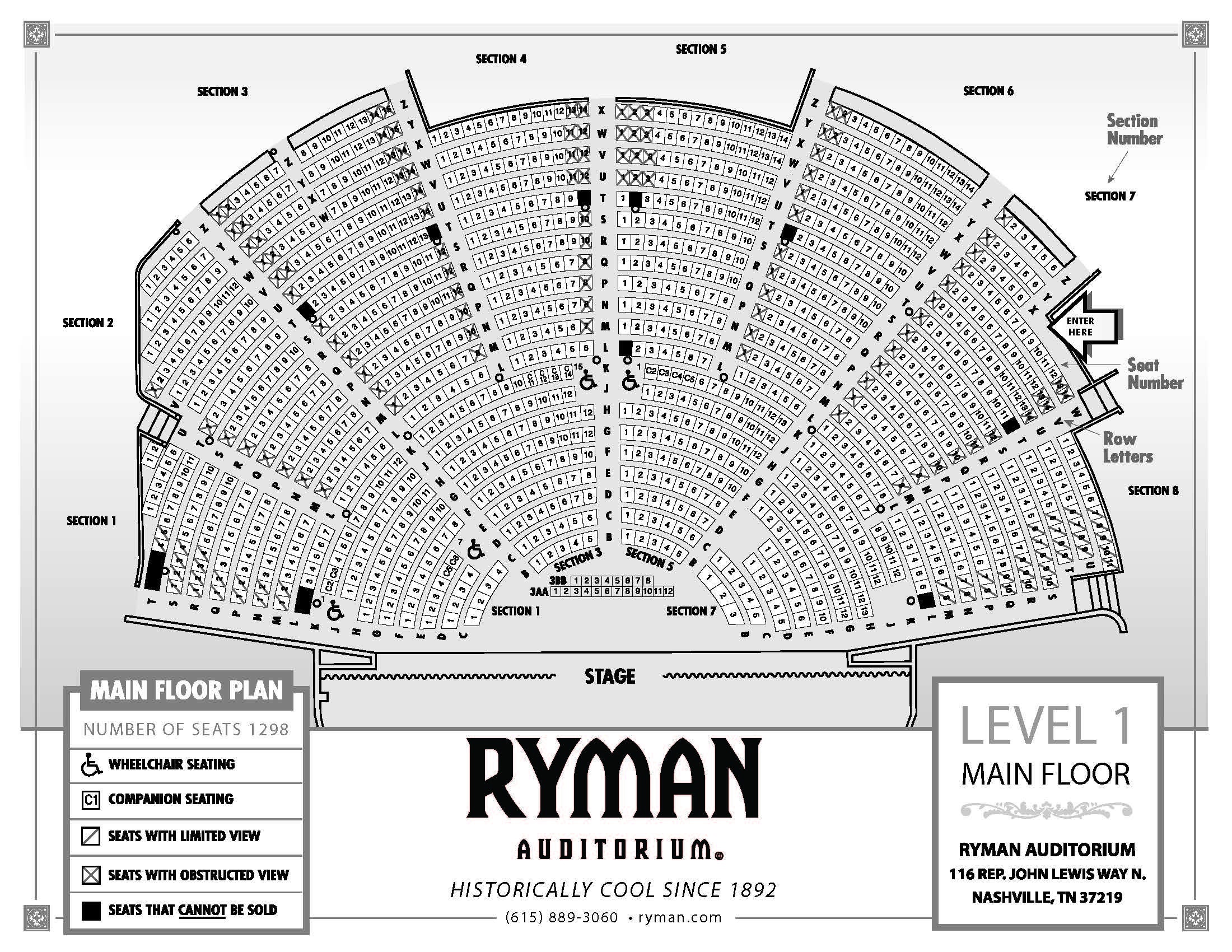 Seating Charts Ryman Auditorium