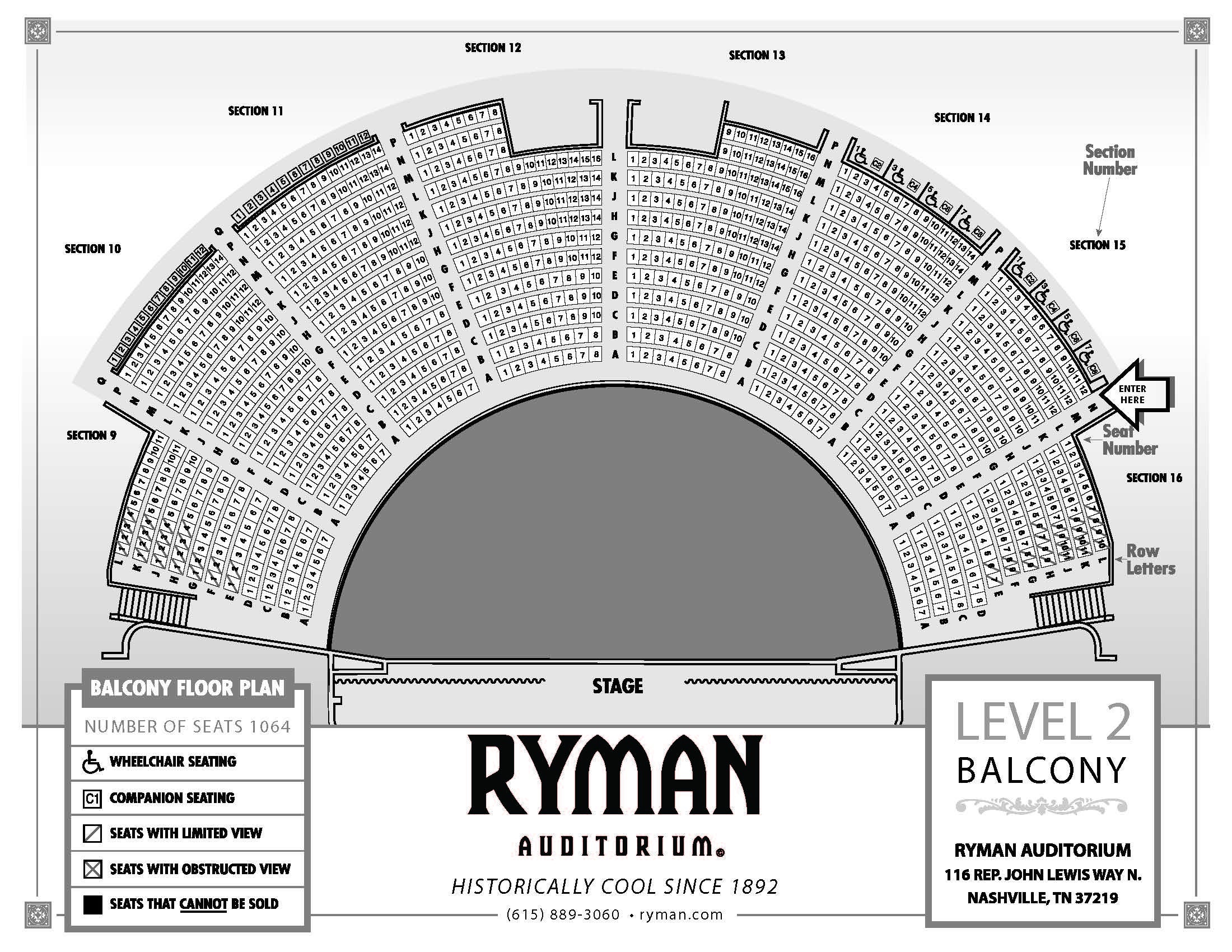 Seating Charts Ryman Auditorium