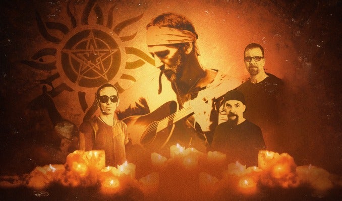 Artwork of members of the band Godsmack with candles 